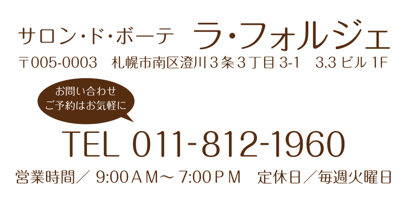 美容サロン ラフォルジェ 札幌市南区澄川 あなたの毛髪を改善する美容室